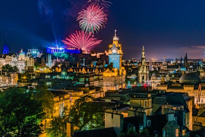 Edinburgh Castle fireworks military tattoo